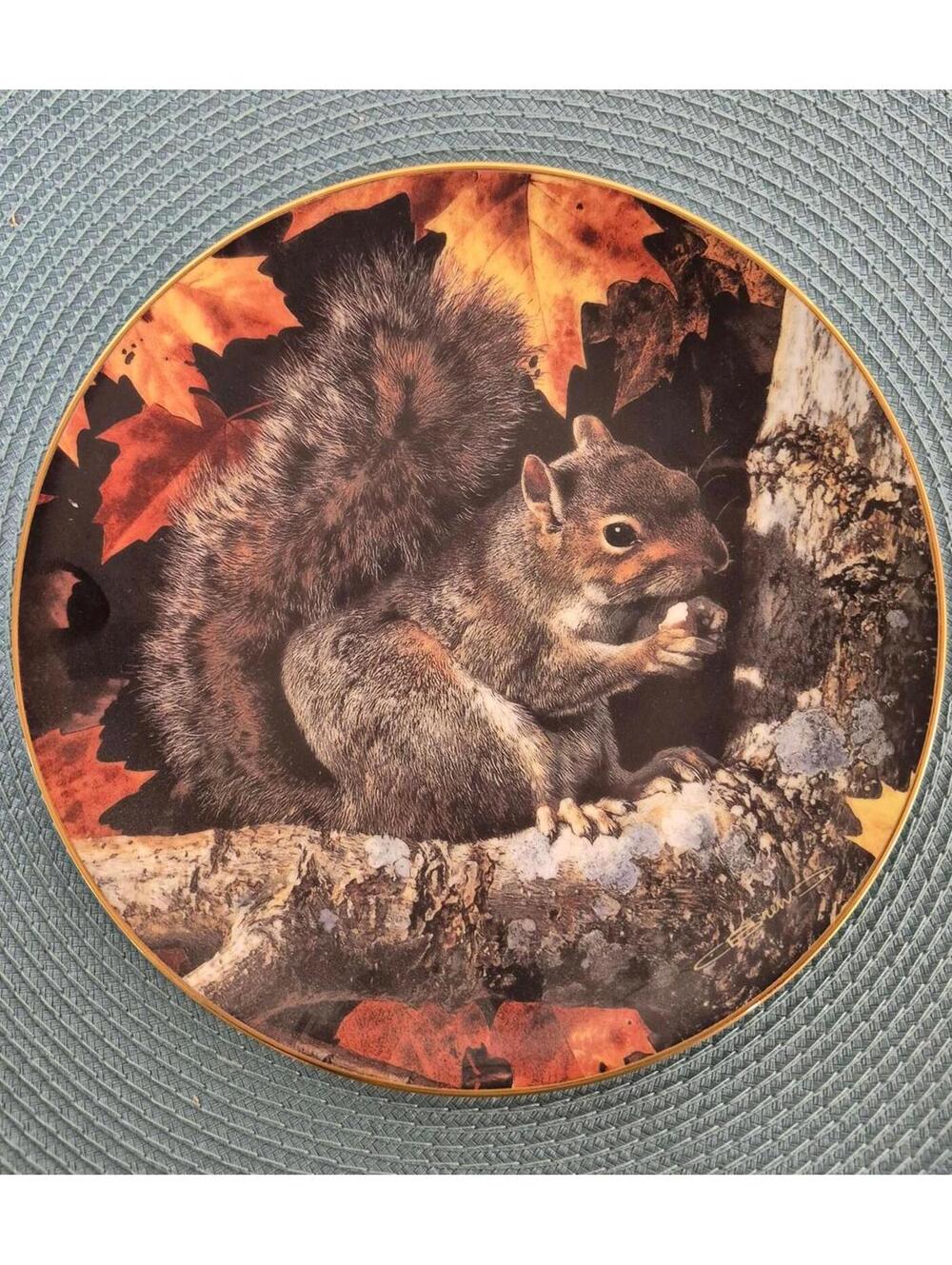 Limited Edition Carl Brender "Golden Season - Gray Squirrel" Collector Plate